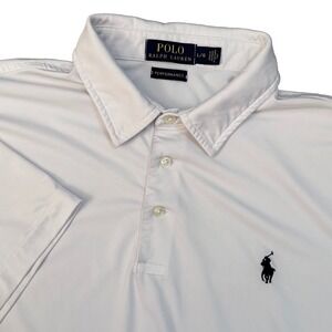 Polo Ralph Lauren Performance Polo Shirt L Classic Fit White Stretch Moisture